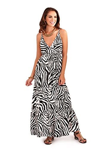 Image of Pistachio Women's Black & White Zebra Print Tiered Maxi Dress S