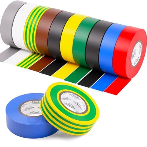 Image of JFA Supplies Strong PVC Insulation Electrical Tape - Assorted Colours Pack of 12-19mm x 20m