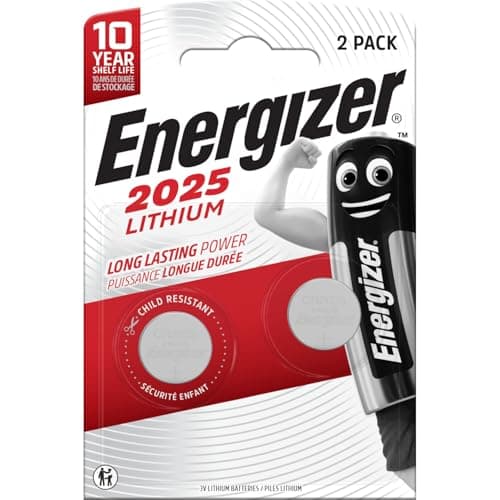 Image of Energizer CR2025 Batteries (2 Pack) - Lithium 3V Coin Battery - Car Key Fobs, Watches, Home/Medical/Fitness Devices - 10 Year Shelf Life - Child Resistant Packaging