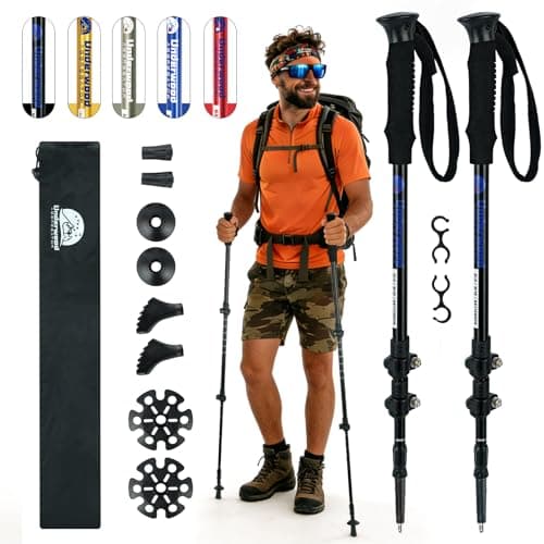 Image of Underwood Aggregator Telescopic Walking Poles for Hiking- 2 Pack Ultralight Aluminum Hiking Poles for Women and Men, Adjustable Backpacking Walking Stick for Mountaining, Anti-shock System