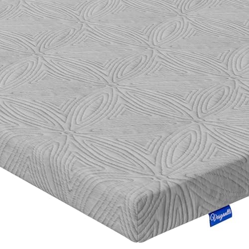 Image of Vesgantti Mattress Topper for Double Bed, Gel Memory Foam Mattress Topper for Cool Sleep & Back Pain Relief, with Washable Cover & Corner Elastic Straps, CertiPUR-US Certified, 135x190x7.5cm