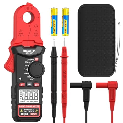 Image of KAIWEETS KC200D Mini Digital Clamp Meter, True RMS, AC/DC Voltage Current Tester with NCV Detection, Resistance, Capacitance, Diode, Frequency, and Continuity Measurement
