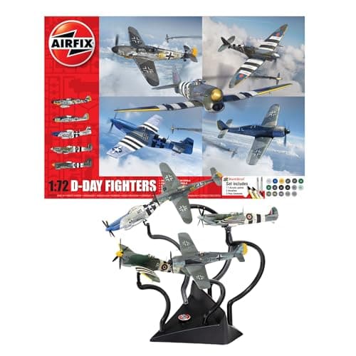 Image of AIRFIX - Aircraft Model Building Kits - A50192 D-Day Fighters Miniature Craft Kit, 1/72 Scale Plastic Model Plane Kits for Adults to Build - Aeroplane Gifts for Men