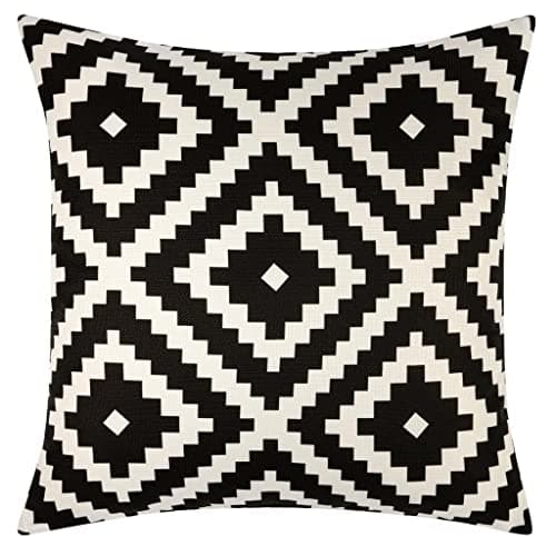 Image of Waterproof Garden Cushion Covers Boho Geometric designs Water Resistant 18 inch x 18 inch 45 cm Square (Black Boho)