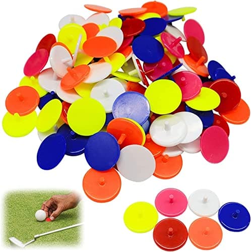 Image of AMRTA Plastic Golf Ball Markers 50 pcs Round Flat Golf Ball Position Marker for Putting Green Coin,Diameter 25mm Mixed Color Golf Ball Mark Tool For Men Women Golfing(50 Pieces)