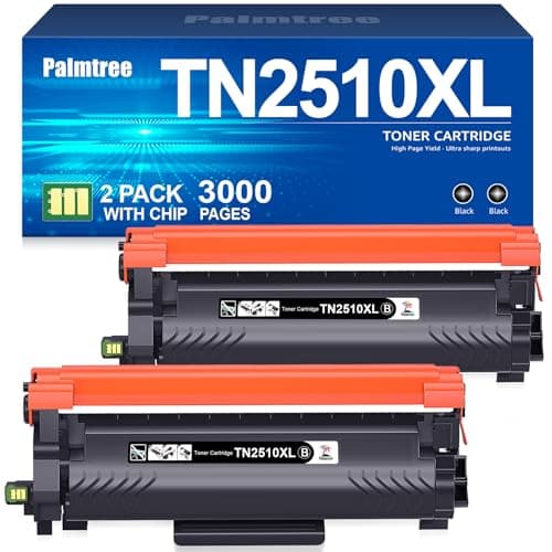Image of Palmtree TN2510XL TN2510 Toner TN 2510 TN-2510 Compatibile with Brother HL-L2400DWE HL-L2400DW HL-L2445DW DCP-L2627DWE MFC-L2800DW DCP-L2660DW DCP-L2665DW MFC-L2827DWXL MFC-L2860DWE (2 Black)