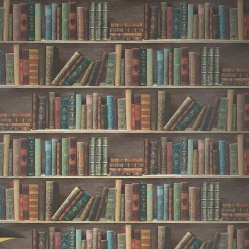 Image of SOPHIE LAURENCE Retro Library Bookshelf Wallpaper - 0.53 X 0.53 M