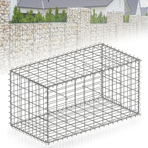 Image of Floordirekt Gabion Stone Basket Metal 100 x 50 x 50 cm Galvanised Wire Basket with Mesh Size 5 x 10 cm, Stone Wall as Garden Fence, Gabion Grid as Privacy Screen, Lenox