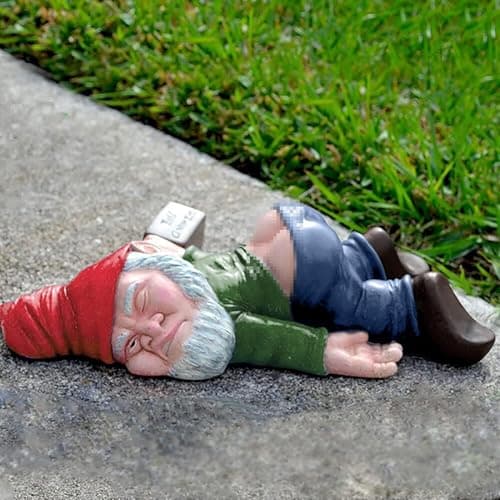 Image of SXFENG Garden Gnome Statue - Naughty and Funny Outdoor Ornament, Indoor or Outdoor Decorations, Resin Statues (Green)