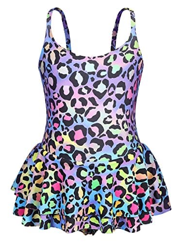Image of AmzBarley Mermaid Swimming Costume Girls One Piece Swimsuit Little Kids Fish Scale Swimwear Skirt Leotard Children Swim Wear Bathing Suit Beachwear Age 3-4 Years 110 Leopard