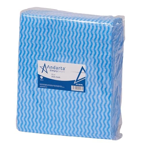 Image of andarta - Blue J-Dish Cloths - Pack of 50 (35 x 42cm) - Versatile Cleaning Cloths for Kitchens, Bathrooms and General Areas - Absorbent, Quick-Drying, Washable and Lightweight