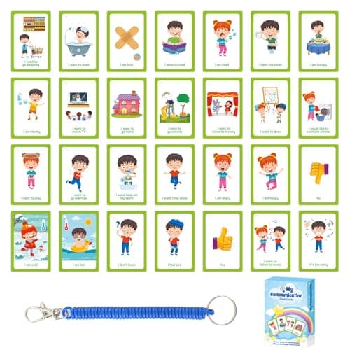 Image of 32 pcs Communication Flashcards for Non-Verbal Kids & Adults – PECS Cards for Autism, SEN, and Speech Therapy – Daily Emotions & Needs Cue Cards