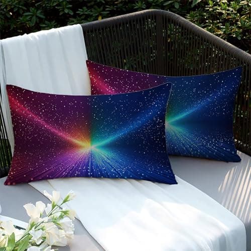 Image of Xlccaioo Set of 2 Multicolor Linen Cushion Covers, 50x30cm Decorative Throw Pillow Covers, Outdoor Waterproof Cushion Cover with Invisible Zipper, Spring Summer Throw Pillow Cases for Sofa Bed XC-7794