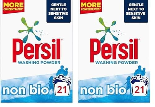 Image of Persil Non Bio Washing Powder 100% recyclable pack for stain removal that's gentle next to sensitive skin 1.05 kg (21 washes) (Package may vary) (Pack of 2)