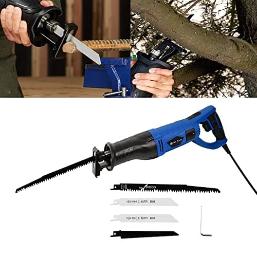 Image of Corded Reciprocating Saw, 21V Powerful Reciprocating Saw, 0-2700RPM Variable Speed Electric Sabre Saw, 5 Blades, 22mm Stroke Length, Ideal for Wood and Metal Cutting