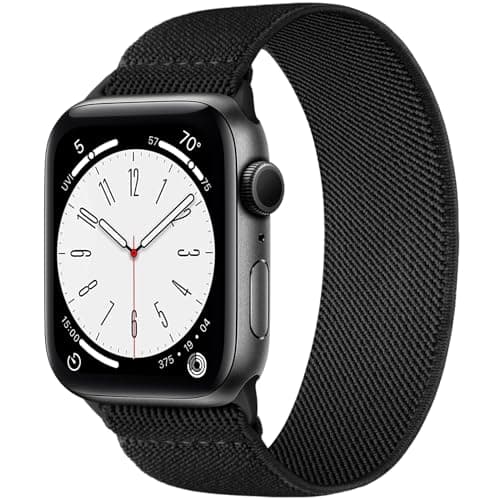 Image of CeMiKa Compatible with Apple Watch Straps 40mm 41mm 42mm 38mm Women Men, Braided Nylon Stretchy Elastic Sport Solo Loop Replacement Band for iWatch Series 11 10 9 8 7 6 5 4 SE Ultra 3 2 1,M-Black