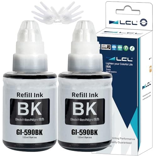 Image of LCL GI-590 GI590 Ink bottle Compatible for Canon GI-490 GI-590 Ink bottle Compatible with Canon Pixma G1400 G1410 G2400 G2410 G3400 G4400 G4411 G1500 G1510 G2500 G2510 G3500 G3510 G4500 (2 Pack)
