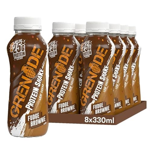 Image of Grenade Fudge Brownie High Protein Shake, 8 x 330 ml - Ready to Drink Milk Protein Shakes with over 24 g Protein per Bottle