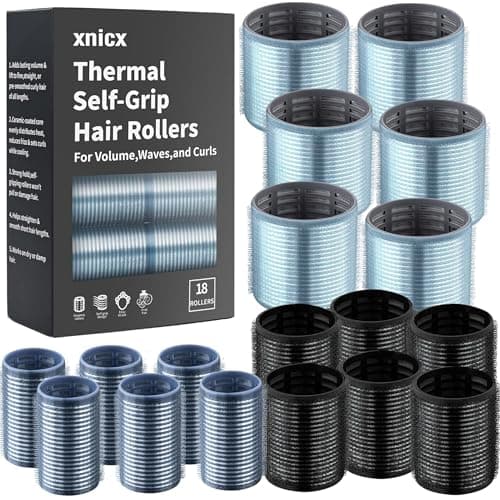 Image of xnicx 18pcs Hair Roller Set Hair Curlers,Self-Grip Ceramic Ionic Thermal Rollers,Rollers Curlers to Sleep In for Hair Blowout Look,Salon Quality Hair Rollers for Long Short Hair