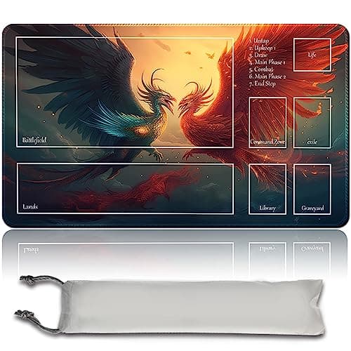 Image of Board Game MTG Playmat + Free Waterproof Bag, Stitched Edges, Smooth Rubber Surface, MTG PlayMat with Zones (An Original ANCESTRAL MASK Playmat) (MTG (6))