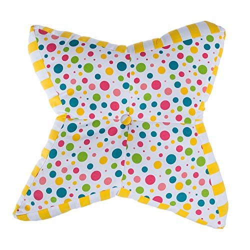 Image of HOMESCAPES Multi-coloured Star Floor Cushion Large Decorative Children’s & Garden Seat Pad with Polka Dot Pattern, Pre-Filled 100% Cotton Indoor and Outdoor Cushion, 48cm