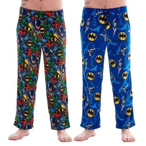Image of Keanu Pack of 2 Lounge Pants - Official Licensed Designs - Supersoft Fleece Pyjama Trouser Bottoms Night Wear (Bat Man Pack - L)