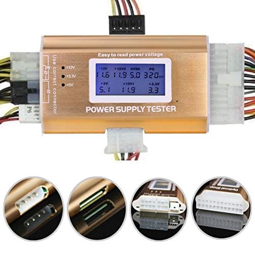 Image of LEAGY 20/24 4/6/8 PIN 1.8" LCD Computer PC Power Supply Tester for SATA, IDE, HDD, ATX, ITX, BYI, BTX, PCI-E, Connectors Gold Color