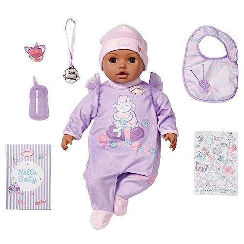 Image of Baby Annabell Active Leah 706640-43cm Doll with Soft Cuddly Body and Realistic Features & Sounds - Includes Clothing & Accessories - Require 3 AAA Batteries (Not Included) - For Kids From 3+ Years