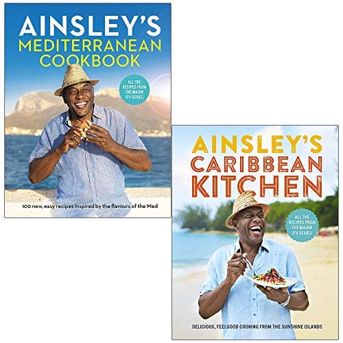 Image of Ainsley’s Mediterranean Cookbook & Ainsley's Caribbean Kitchen By Ainsley Harriott 2 Books Collection Set