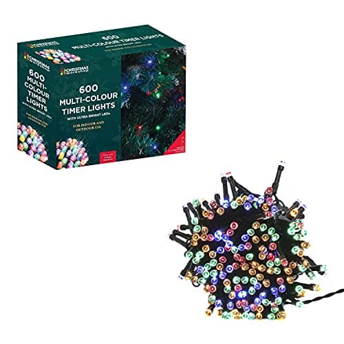 Image of The Christmas Workshop 78240 Multi-Coloured Christmas Lights / 600 LED Christmas Tree Lights / 59.9 Metres Long / Battery Operated / Indoor Or Outdoor Christmas Decorations / 8 Light Modes