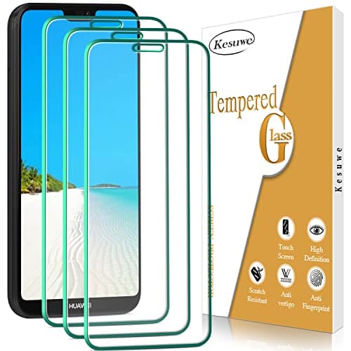 Image of Kesuwe [3 Pack] Screen Protector for Huawei P20 Lite Tempered Glass, Anti Scratch, 9H Hardness, Bubble Free, High Definition, Case Friendly, Easy to Install