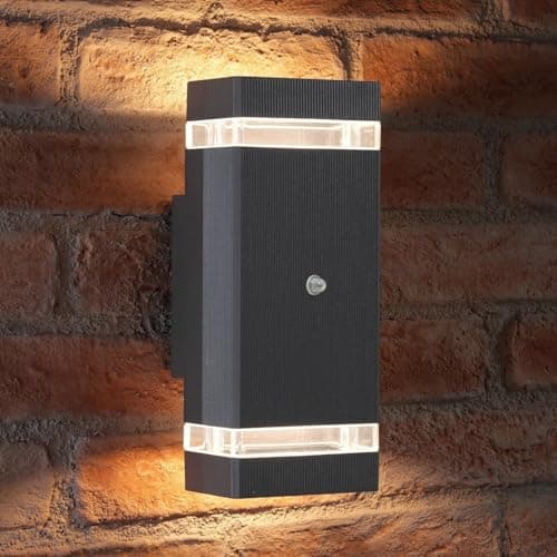 Image of Auraglow Dusk Till Dawn Sensor Double Up & Down Outdoor Wall Security Light (Anthracite, Warm White)