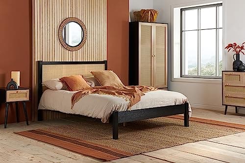 Image of Birlea Croxley Rattan Double size Bed Black Oak
