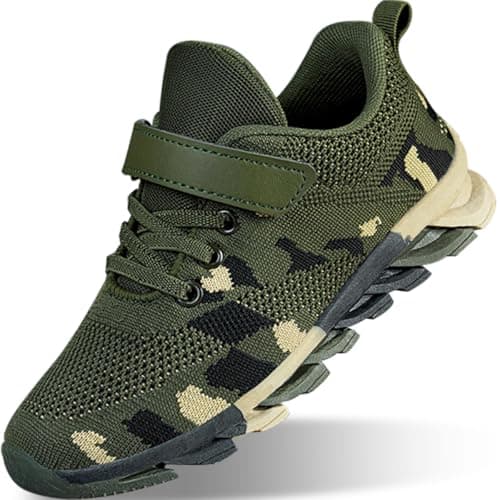 Image of XKOWUO Boy’s & Girl's Trainers Kids Slip-On Shoes Tennis Running Sneakers Non Slip Athletic Casual School Shoes Outdoor Walking Trainers Camou Size 12