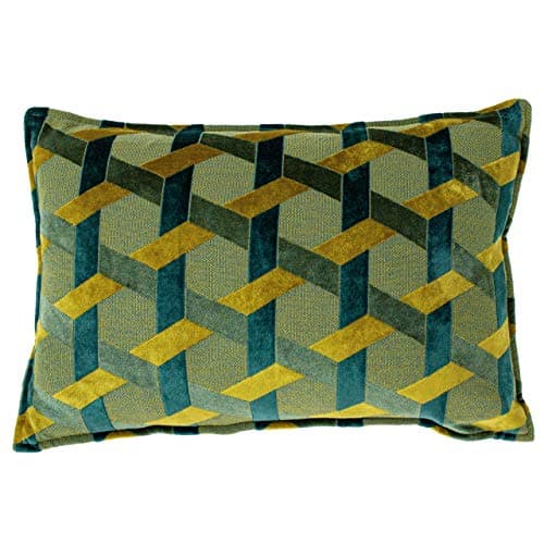 Image of Paoletti Delano Polyester Filled Cushion, Teal/Gold, 40 x 60 cm
