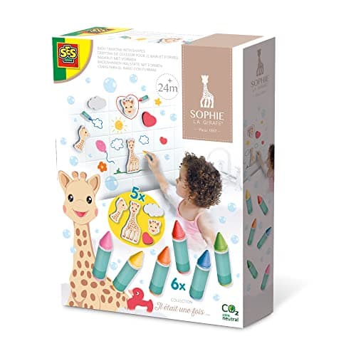 Image of SES Creative 14498 Sophie la girafe - Bath crayons with shapes - With firm foam figures of Sophie la giraffe, Age 24M+