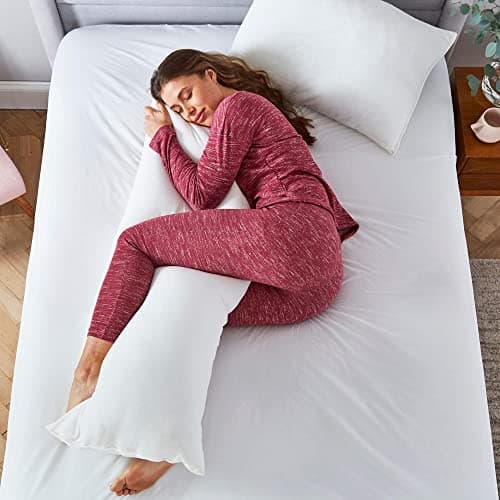 Image of Silentnight Body Support Pillow - Full Body Long Bolster Maternity Nursing and Pregnancy Pillow for Sleeping with Super Soft Cover - Machine Washable - 4ft 8 Inch - 147 x 48cm