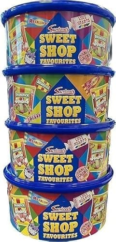 Image of Christmas Chocolate Tubs Assorted Pack 2024 Celebrations, Heroes, Roses, Quality Street & Sweet Shop | Perfect Festive Chocolate for Family & Friends (4 Sweet Shop Blue Colour Tub)