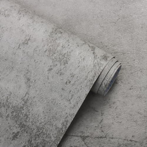 Image of CiCiwind Self Adhesive Wallpaper Light Grey Concrete Look Wallpaper 40×300cm Thicken Peel and Stick Wallpaper Waterproof Vinyl Film for Wall Table Worktop Furniture Decor
