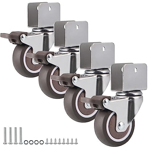 Image of Skelang 4Pcs Swivel Castor, 50mm Silent Wheel with U-Shaped Plate, TPE Caster for Plant Stand, Cabinet, Crib, Total Load Capacity 108kg