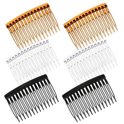 Image of 6 Pieces French Side Comb, 14 Teeth Vintage Plastic Side Combs, Decorative Hair Clips for Women Girls Bridal Wedding Veil Fine Hair