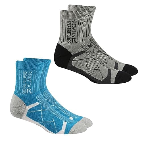 Image of Regatta Women's 2 Pair Outdoor Active Socks Light Steel/Niagra Blue 6-8