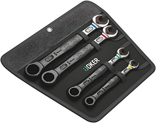 Image of Wera 05020020002 Metric Joker Ratchet Combination Spanner Set in High Quality Pouch (4 Pieces)