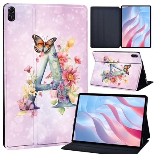 Image of Nokia T20 Tablet (2021 Release, ModelTA-1392 TA-1394 TA-1397) 10.4 inch case,Lightweight Folio Flip Wallet PU Leather Tablet Cover for Nokia T20 case (Purple Letter A)