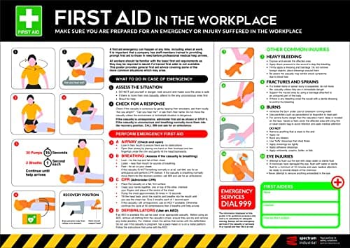 Image of First Aid in the Worplace Safety Poster - A2 Anti Scuff PVC | Emergency Response Guide | Health & Safety Sign for UK Compliance