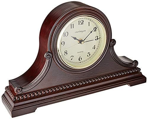 Image of vmarketingsite Mantel Clocks For Living Room, Battery Operated, Silent Wood Table Clock with Westminster Chimes On The Hour, Solid Wooden Shelf Decorative Chiming Mantle Clock, 9" x 16" x 3"