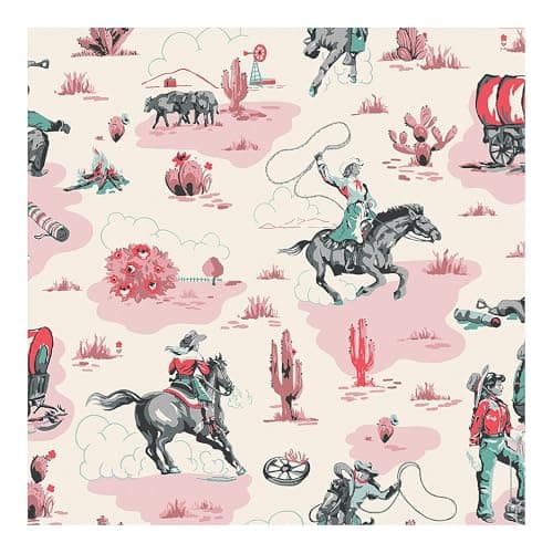 Image of Graham & Brown Cath Kidston Cowgirls Pink Kids Wallpaper | Paste The Wall Application | Pink Floral | Eco-Friendly
