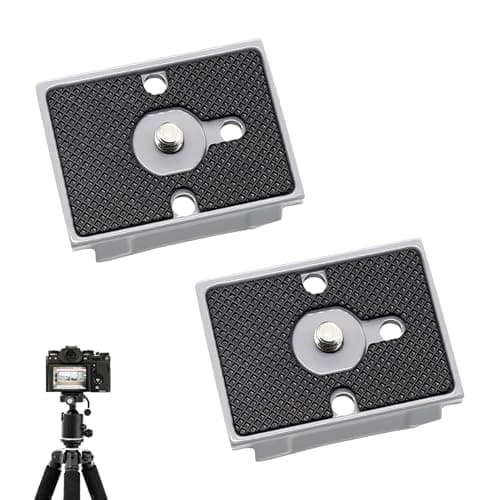 Image of 2 Pieces Quick Release Plate Tripod with 1/4 Inch Screw Compatible with Manfrotto RC3 200PL-14 and Various Models, Durable Aluminum Alloy, Anti-Slip Rubber Pad, Ideal for DSLR and Mirrorless Cameras