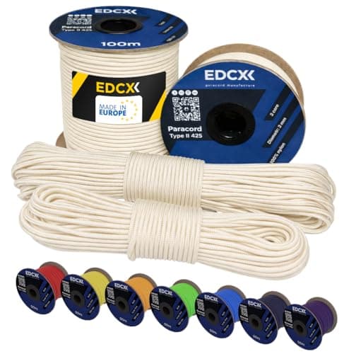 Image of EdcX 3 mm Nylon Paracord 425 (15, 30, 50 and 100m) – 3 mm Type II, 100% Nylon Rope, 3 Strand Rope, 3 mm Nylon Rope in Many Colors (White, 15 m)