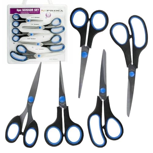 Image of 5Pc Stainless Steel Scissor Set - Household, Kitchen, Office DIY Craft, Shears | Multi Purpose Kitchenware Utensil Homeware, Strong & Durable | Pack of 5